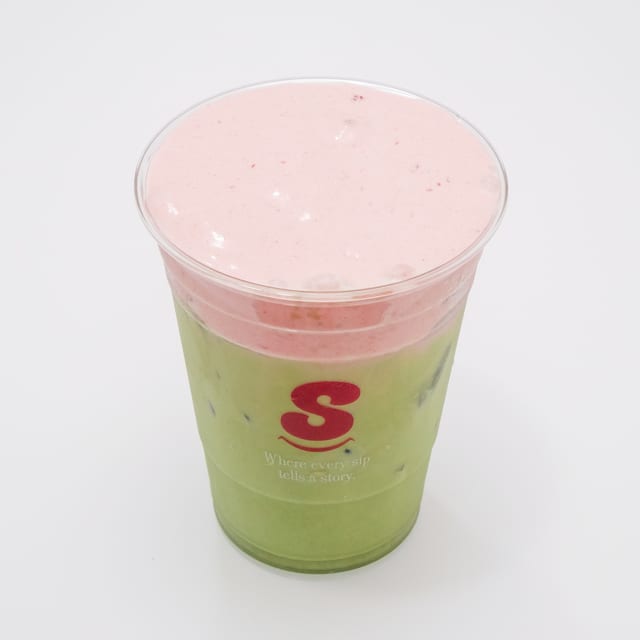 Iced strawberry matcha.