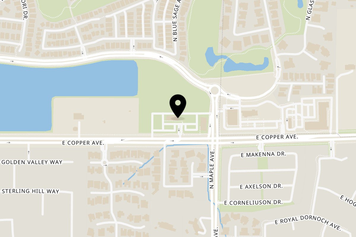 Map showing the location of Supri Coffee & Boba on 1916 E Copper Ave #105 in Fresno